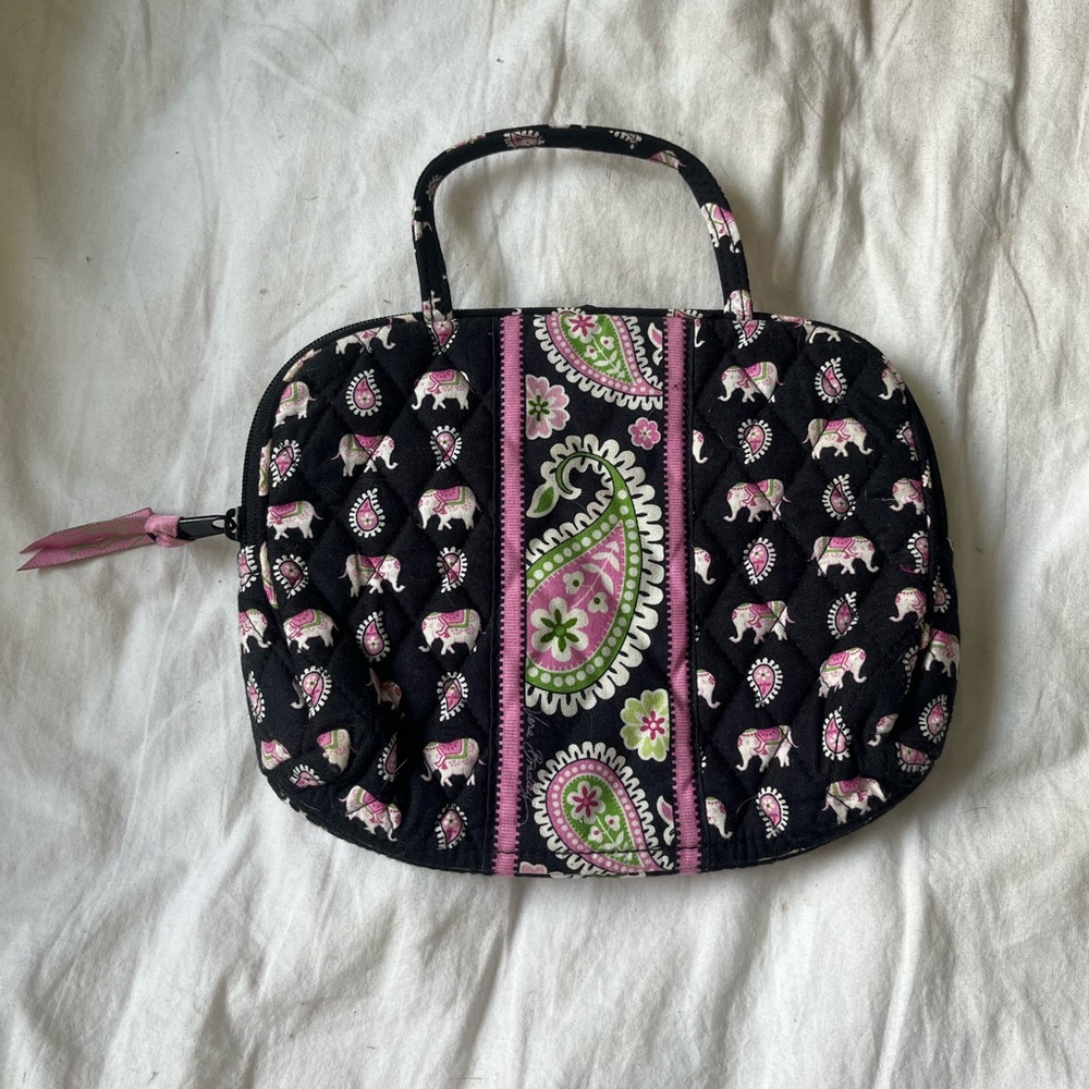 Vera bradly pink elephant travle cosmetic bag